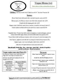 Vegan Menu